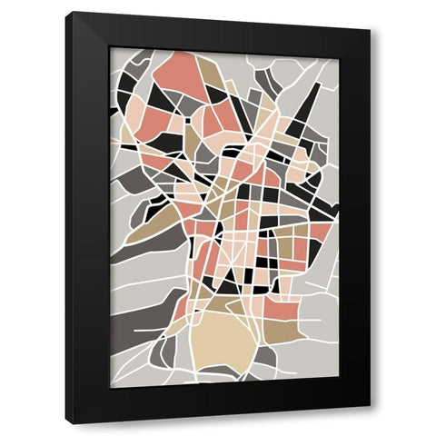 City Grid Black Modern Wood Framed Art Print by Creative Artists Studio