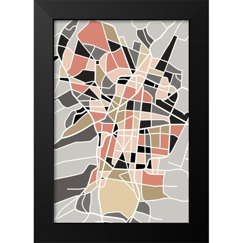 City Grid Black Modern Wood Framed Art Print by Creative Artists Studio