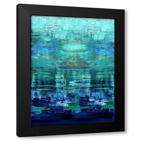 Aqua Reflections Black Modern Wood Framed Art Print by Corbin, Allie