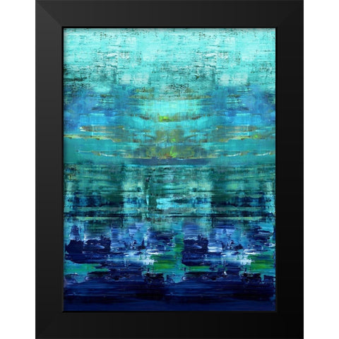 Aqua Reflections Black Modern Wood Framed Art Print by Corbin, Allie