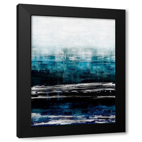 Aqua Reflections with Silver Black Modern Wood Framed Art Print with Double Matting by Corbin, Allie