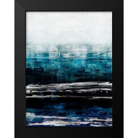 Aqua Reflections with Silver Black Modern Wood Framed Art Print by Corbin, Allie