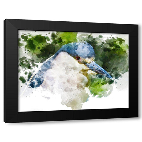 Blue Bird Black Modern Wood Framed Art Print with Double Matting by Young, Chamira