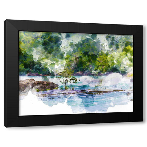 River Run II Black Modern Wood Framed Art Print with Double Matting by Young, Chamira