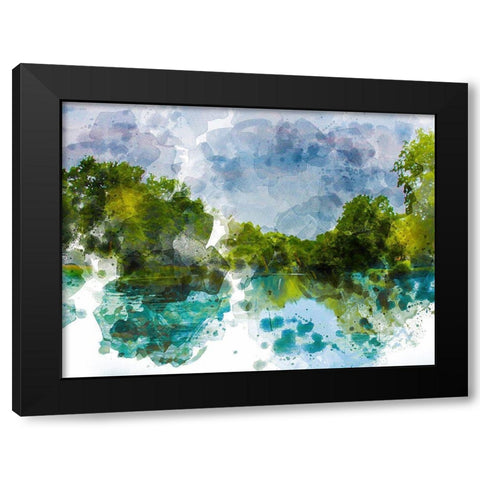 River Run III Black Modern Wood Framed Art Print with Double Matting by Young, Chamira