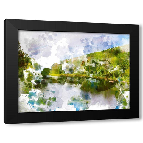 Tranquil Lake II Black Modern Wood Framed Art Print with Double Matting by Young, Chamira