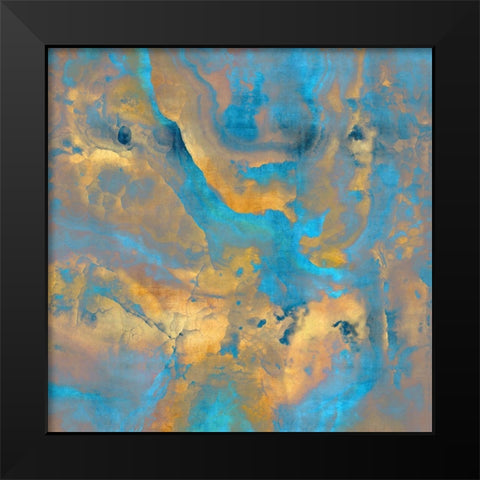 Stone with Turquoise and Gold Black Modern Wood Framed Art Print by Carson, Danielle