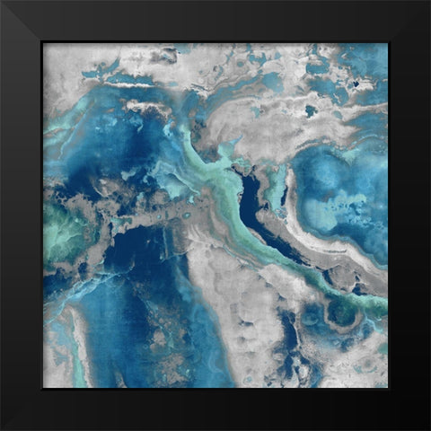 Stone with Blue and Aqua Black Modern Wood Framed Art Print by Carson, Danielle