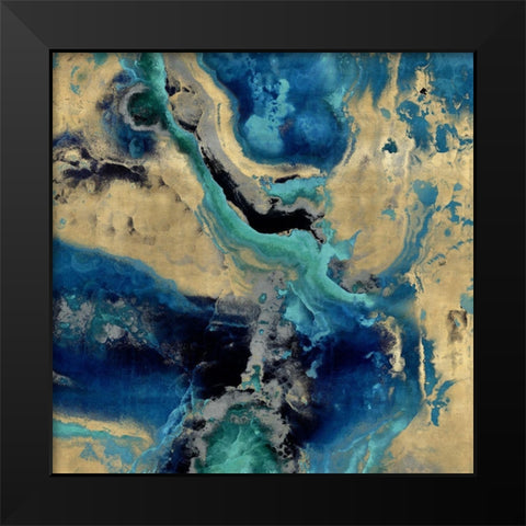 Stone with Blue and Gold Black Modern Wood Framed Art Print by Carson, Danielle