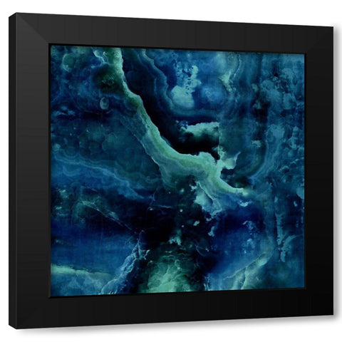 Stone with Blue and Green Black Modern Wood Framed Art Print with Double Matting by Carson, Danielle