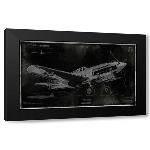 Vintage War Plane Black Modern Wood Framed Art Print by Matthews, Dylan