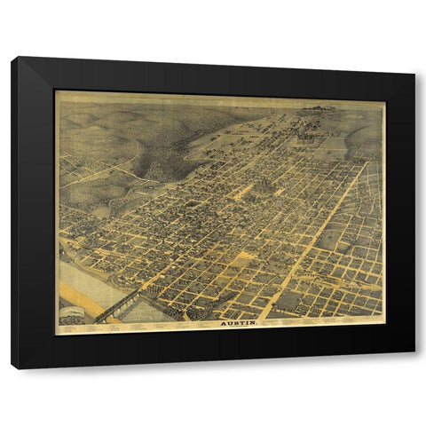 Austin, TX Black Modern Wood Framed Art Print with Double Matting by Sproul, Dan