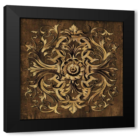 Classic Scroll I Black Modern Wood Framed Art Print with Double Matting by Wright, Dylan