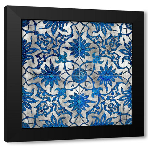 Ornate In Silver and Blue Black Modern Wood Framed Art Print by Roberts, Ellie