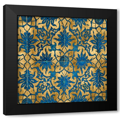 Ornate In Gold and Blue Black Modern Wood Framed Art Print with Double Matting by Roberts, Ellie