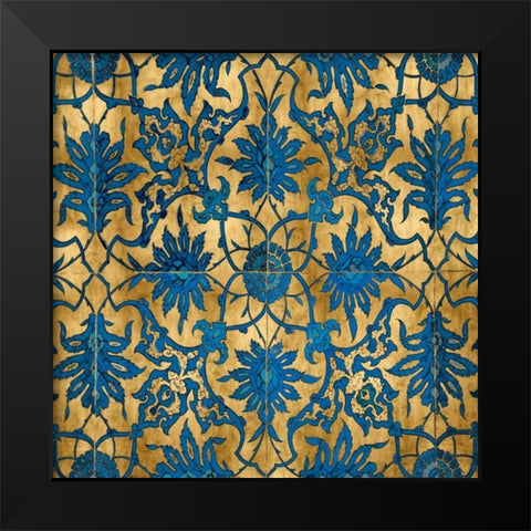Ornate In Gold and Blue Black Modern Wood Framed Art Print by Roberts, Ellie
