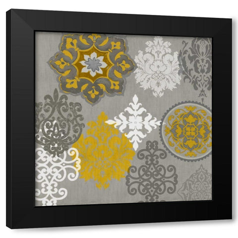 Decorative Ornaments In Gold I Black Modern Wood Framed Art Print by Roberts, Ellie