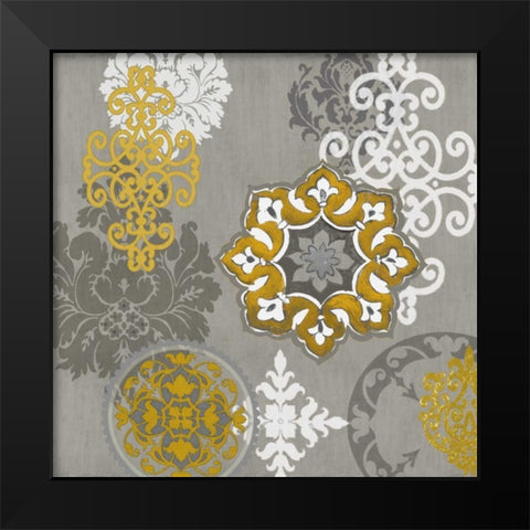 Decorative Ornaments In Gold I Black Modern Wood Framed Art Print by Roberts, Ellie