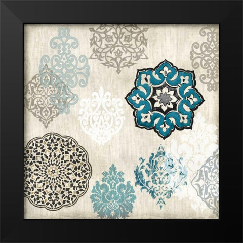 Decorative Blue Ornaments I Black Modern Wood Framed Art Print by Roberts, Ellie