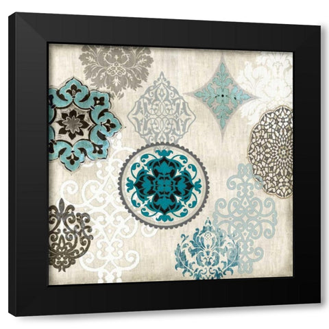 Decorative Blue Ornaments II Black Modern Wood Framed Art Print by Roberts, Ellie