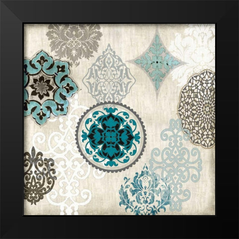 Decorative Blue Ornaments II Black Modern Wood Framed Art Print by Roberts, Ellie