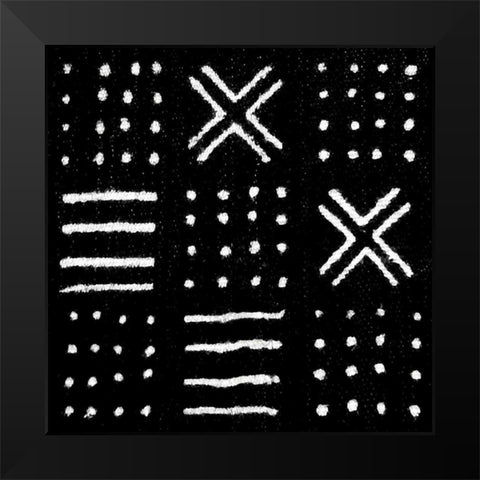 Mudcloth Black II Black Modern Wood Framed Art Print by Roberts, Ellie
