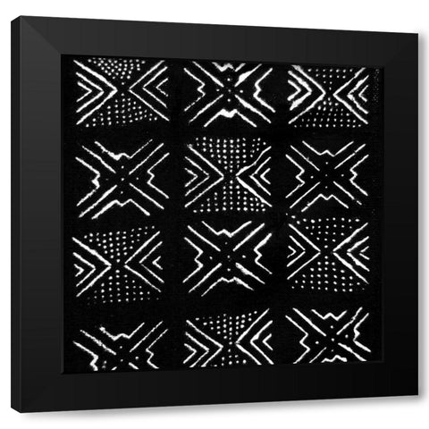 Mudcloth Black IV Black Modern Wood Framed Art Print with Double Matting by Roberts, Ellie