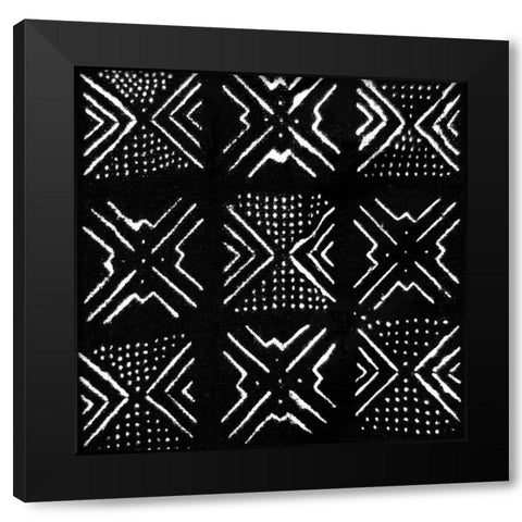 Mudcloth Black V Black Modern Wood Framed Art Print by Roberts, Ellie