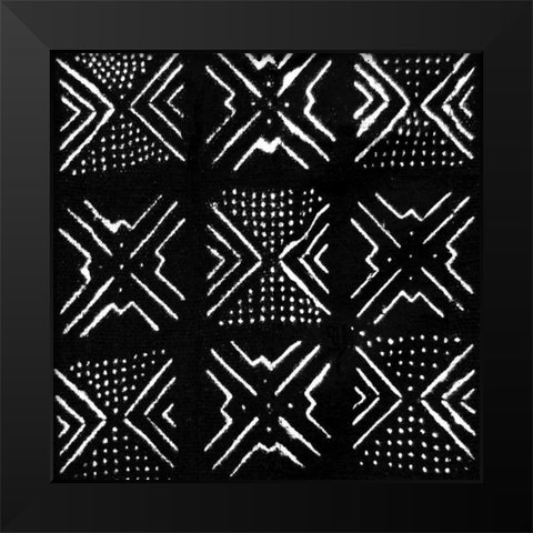 Mudcloth Black V Black Modern Wood Framed Art Print by Roberts, Ellie