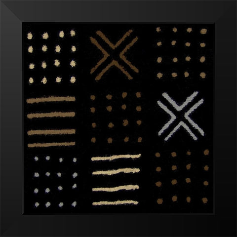 Mudcloth II Black Modern Wood Framed Art Print by Roberts, Ellie