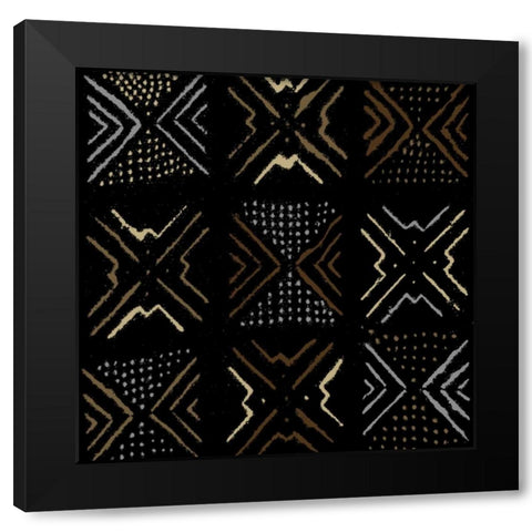 Mudcloth III Black Modern Wood Framed Art Print by Roberts, Ellie