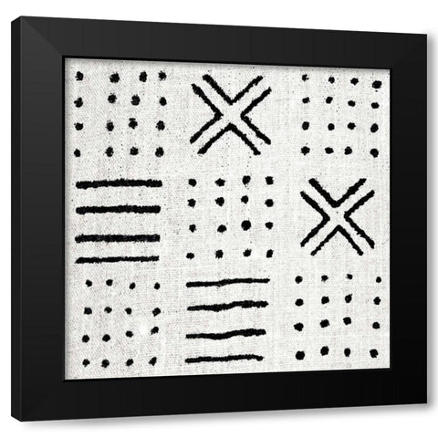 Mudcloth White II Black Modern Wood Framed Art Print with Double Matting by Roberts, Ellie