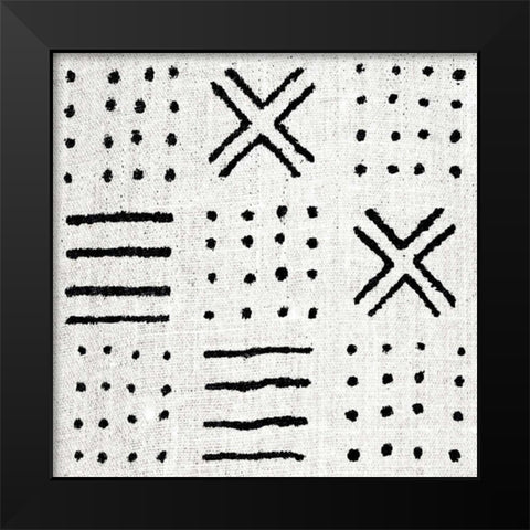 Mudcloth White II Black Modern Wood Framed Art Print by Roberts, Ellie