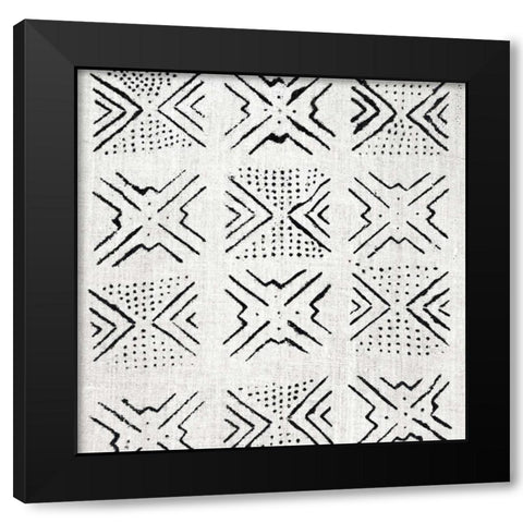 Mudcloth White V Black Modern Wood Framed Art Print by Roberts, Ellie