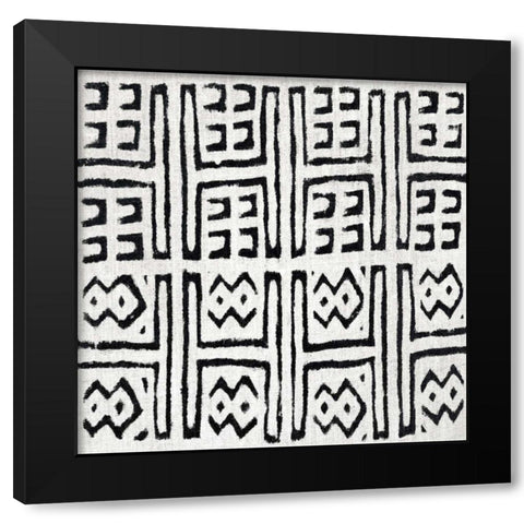 Mudcloth White VII Black Modern Wood Framed Art Print by Roberts, Ellie