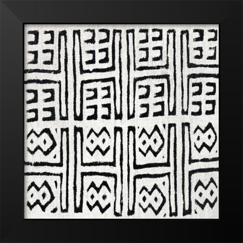 Mudcloth White VII Black Modern Wood Framed Art Print by Roberts, Ellie