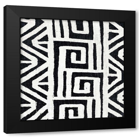 Mudcloth White VIII Black Modern Wood Framed Art Print by Roberts, Ellie