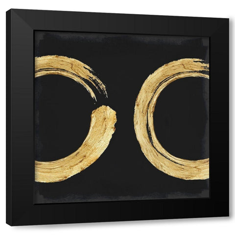 Gold Zen Circle on Black II Black Modern Wood Framed Art Print by Roberts, Ellie