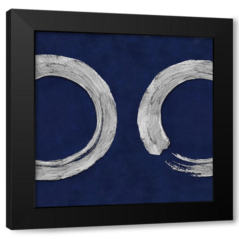 Silver Zen Circle on Blue II Black Modern Wood Framed Art Print by Roberts, Ellie