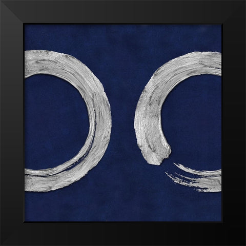 Silver Zen Circle on Blue II Black Modern Wood Framed Art Print by Roberts, Ellie