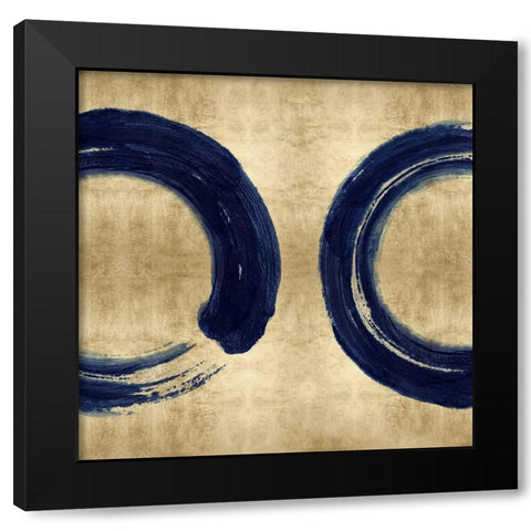 Blue Zen Circle on Gold II Black Modern Wood Framed Art Print by Roberts, Ellie