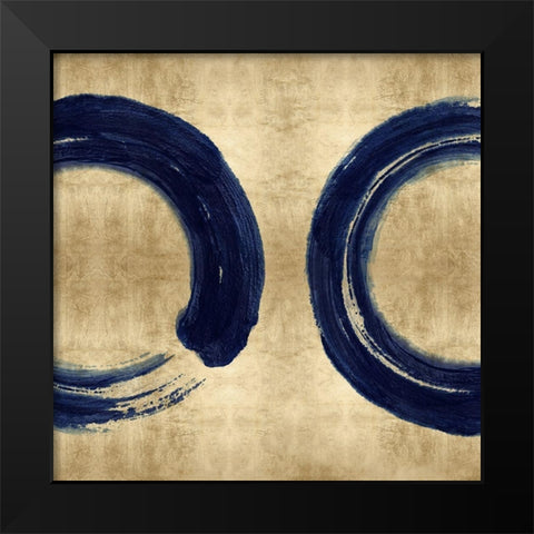 Blue Zen Circle on Gold II Black Modern Wood Framed Art Print by Roberts, Ellie