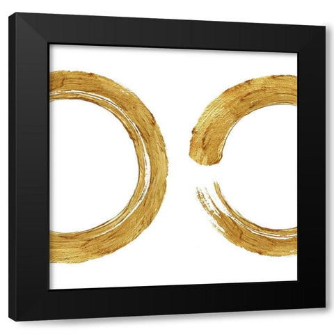 Gold Zen Circle on White II Black Modern Wood Framed Art Print by Roberts, Ellie