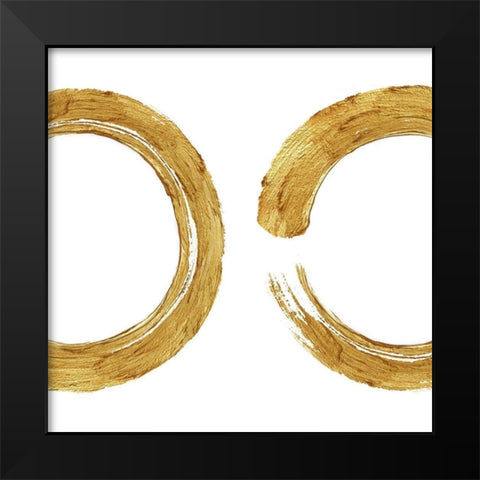 Gold Zen Circle on White II Black Modern Wood Framed Art Print by Roberts, Ellie