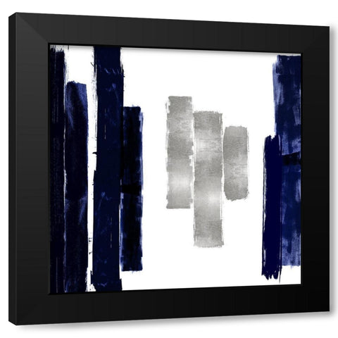 Vertical Blue and Silver II Black Modern Wood Framed Art Print by Roberts, Ellie