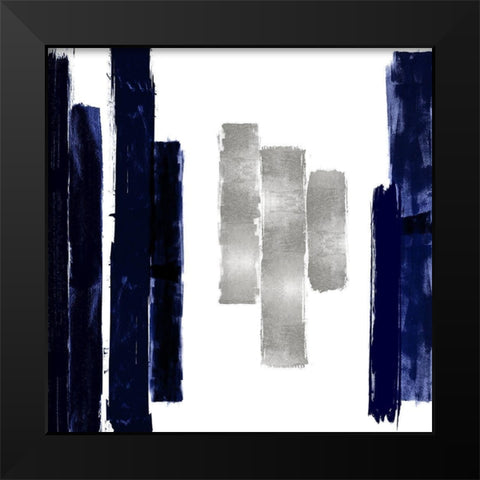 Vertical Blue and Silver II Black Modern Wood Framed Art Print by Roberts, Ellie