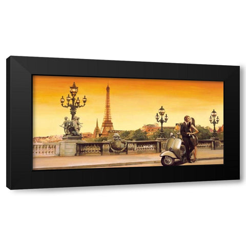 Lovers in Paris Black Modern Wood Framed Art Print by Rovere, Edoardo