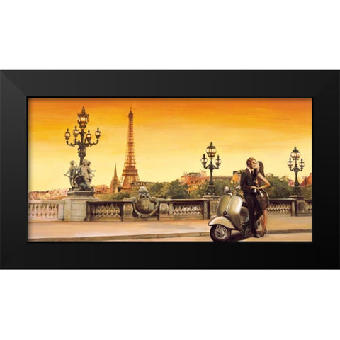 Lovers in Paris Black Modern Wood Framed Art Print by Rovere, Edoardo