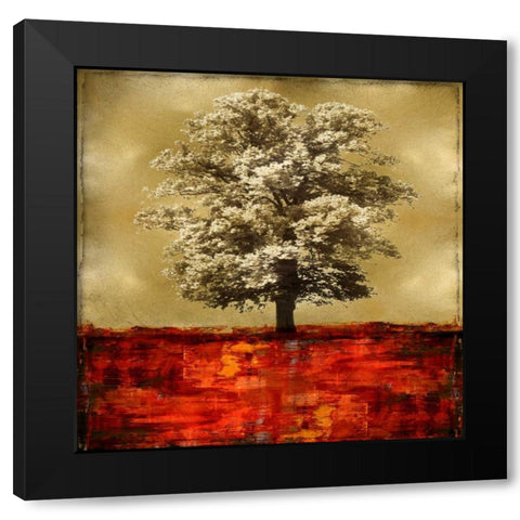 Stately - Red on Gold Black Modern Wood Framed Art Print with Double Matting by Turner, Eric
