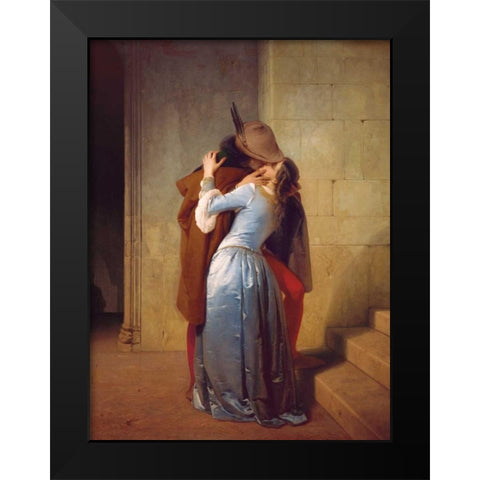 ll bacio Black Modern Wood Framed Art Print by Hayez, Francesco